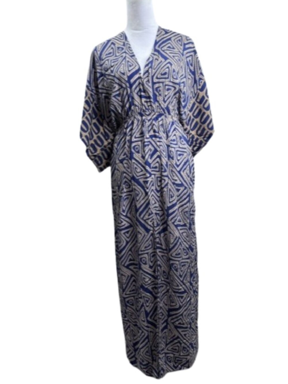 Touche Women's Short Sleeve Geometric Print Maxi Dress Size L